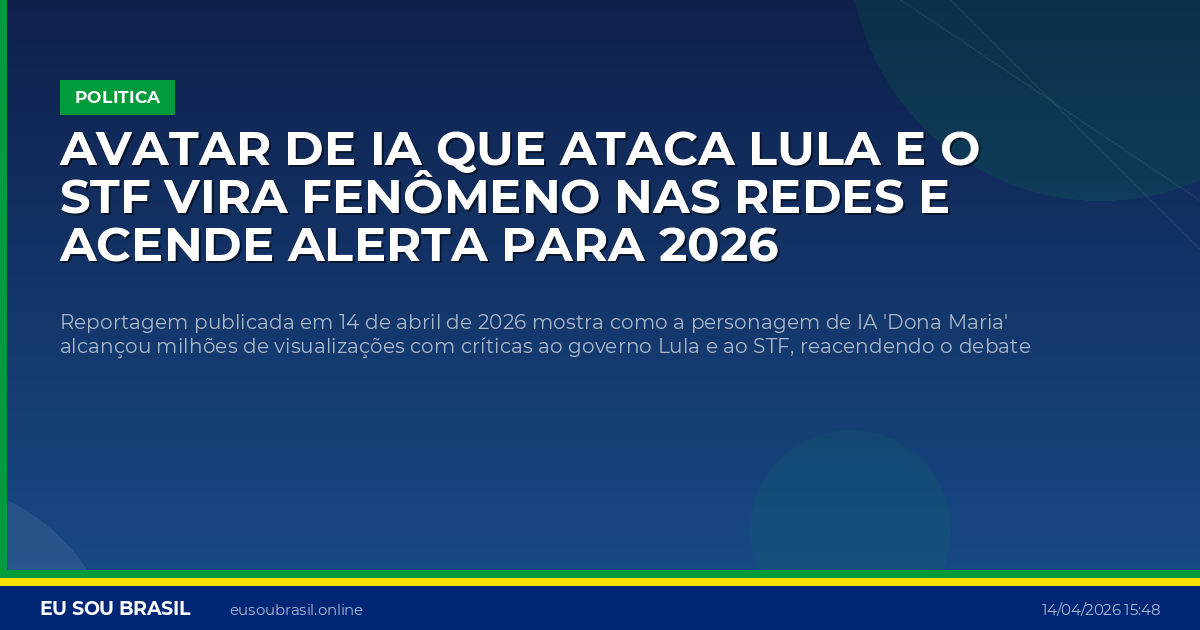 Avatar de IA que ataca Lula e o STF vira fenômeno nas redes e acende alerta para 2026