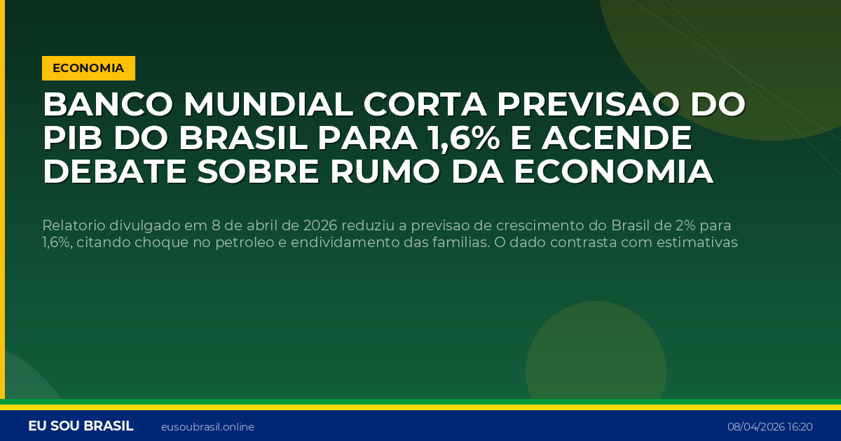 Banco Mundial corta previsao do PIB do Brasil para 1,6% e acende debate sobre rumo da economia