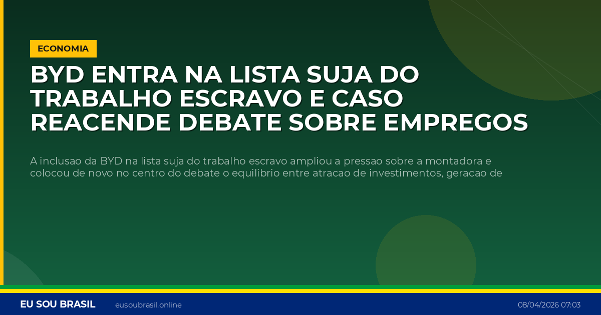 BYD entra na lista suja do trabalho escravo e caso reacende debate sobre empregos e fiscalizacao no Brasil