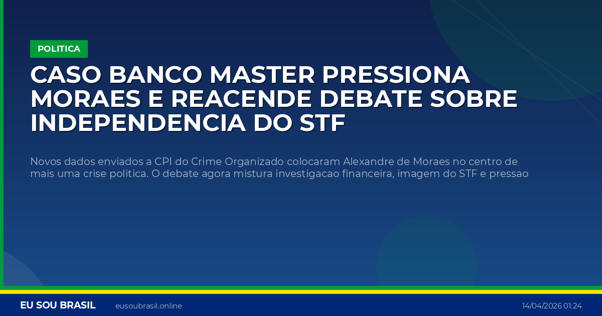 Caso Banco Master pressiona Moraes e reacende debate sobre independencia do STF