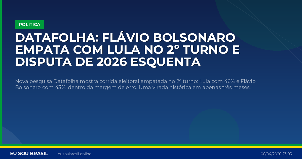 Datafolha: Flávio Bolsonaro empata com Lula no 2º turno e disputa de 2026 esquenta