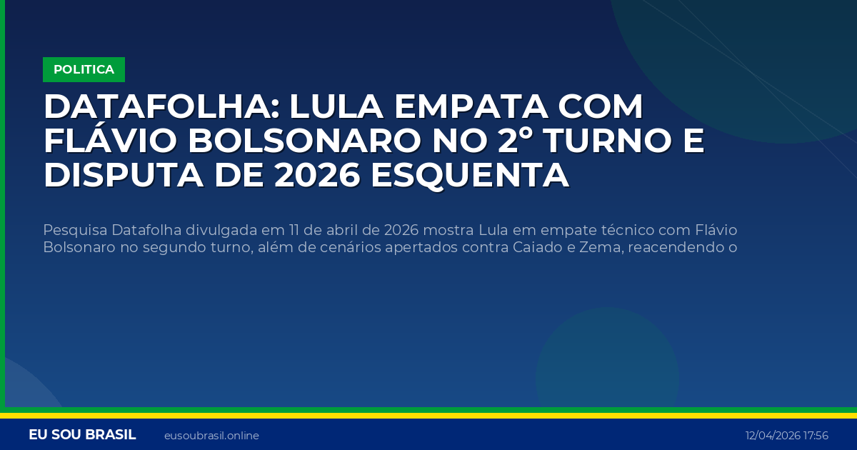 Datafolha: Lula empata com Flávio Bolsonaro no 2º turno e disputa de 2026 esquenta