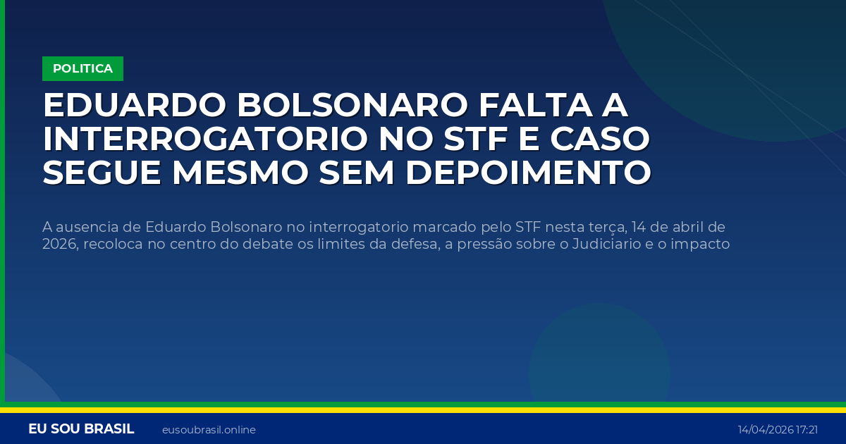 Eduardo Bolsonaro falta a interrogatorio no STF e caso segue mesmo sem depoimento
