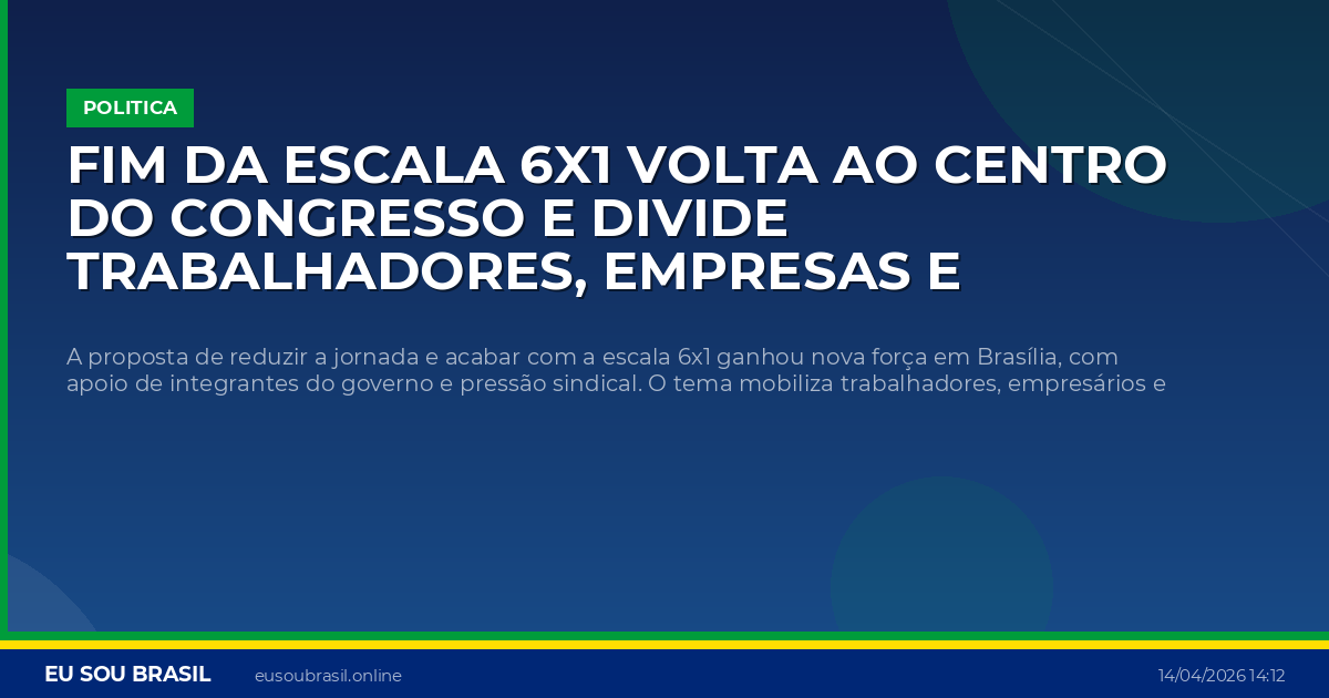 Fim da escala 6x1 volta ao centro do Congresso e divide trabalhadores, empresas e governo
