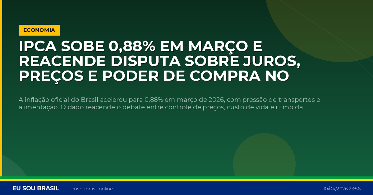 IPCA sobe 0,88% em março e reacende disputa sobre juros, preços e poder de compra no Brasil
