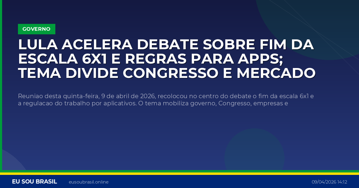 Lula acelera debate sobre fim da escala 6x1 e regras para apps; tema divide Congresso e mercado