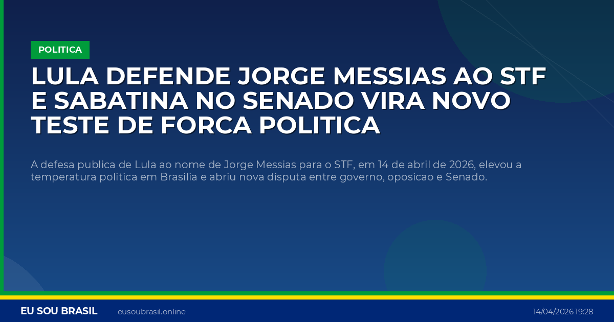 Lula defende Jorge Messias ao STF e sabatina no Senado vira novo teste de forca politica