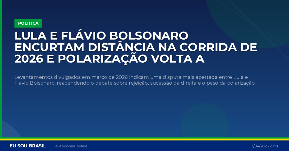 Lula e Flávio Bolsonaro encurtam distância na corrida de 2026 e polarização volta a crescer