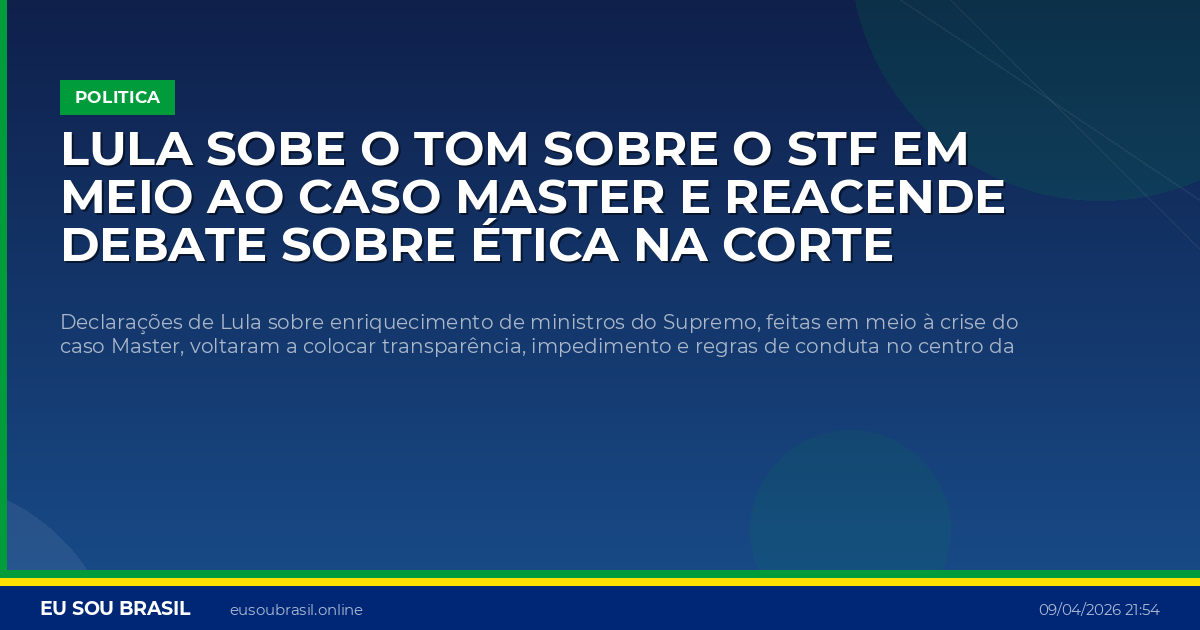 Lula sobe o tom sobre o STF em meio ao caso Master e reacende debate sobre ética na Corte