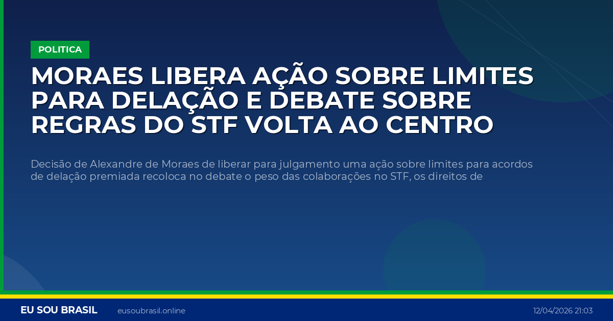 Moraes libera ação sobre limites para delação e debate sobre regras do STF volta ao centro