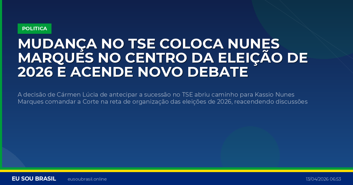 Mudança no TSE coloca Nunes Marques no centro da eleição de 2026 e acende novo debate político