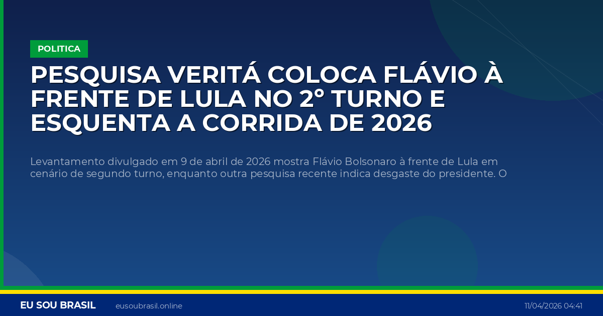 Pesquisa Veritá coloca Flávio à frente de Lula no 2º turno e esquenta a corrida de 2026