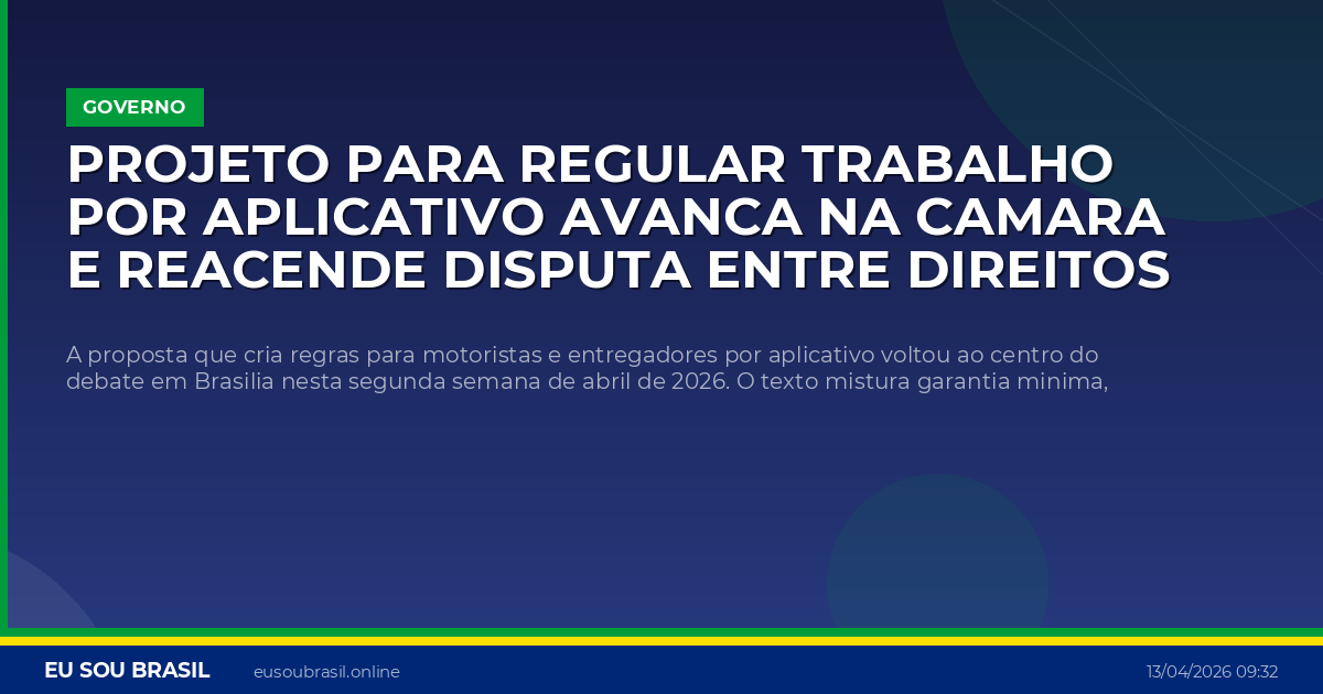Projeto para regular trabalho por aplicativo avanca na Camara e reacende disputa entre direitos e custo das corridas