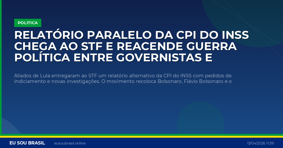Relatório paralelo da CPI do INSS chega ao STF e reacende guerra política entre governistas e oposição
