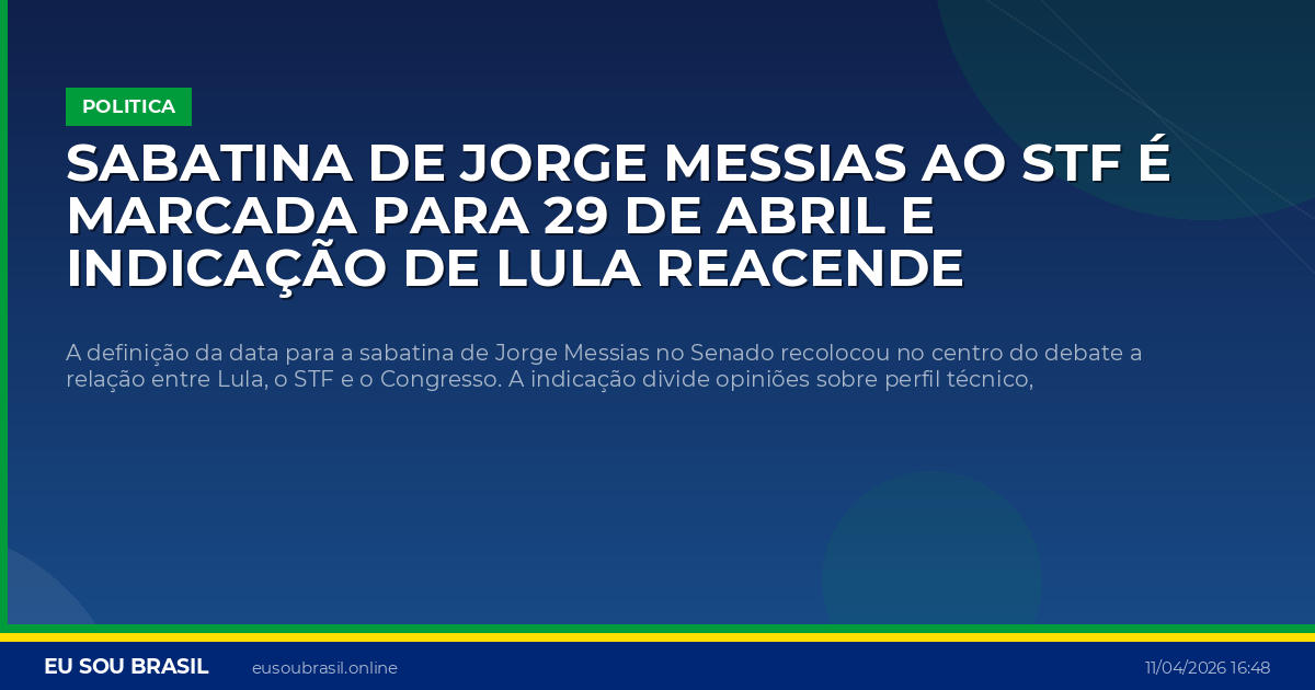 Sabatina de Jorge Messias ao STF é marcada para 29 de abril e indicação de Lula reacende disputa política