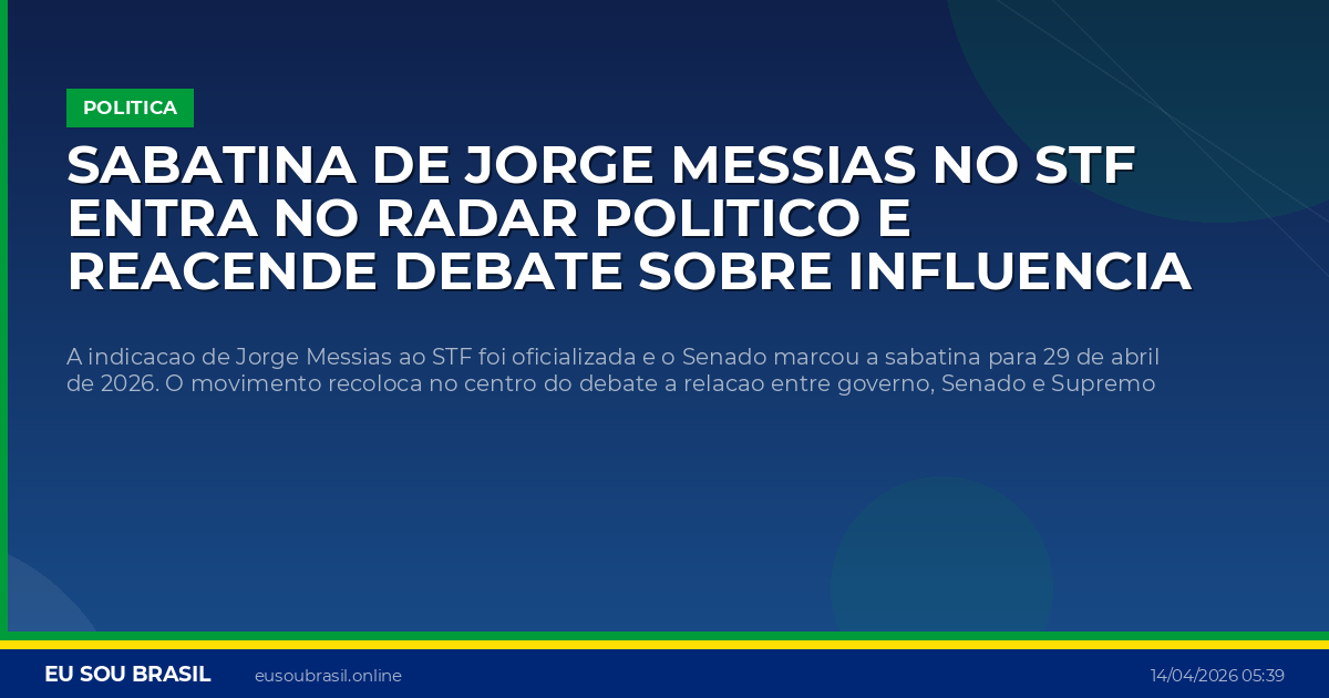 Sabatina de Jorge Messias no STF entra no radar politico e reacende debate sobre influencia de Lula na Corte