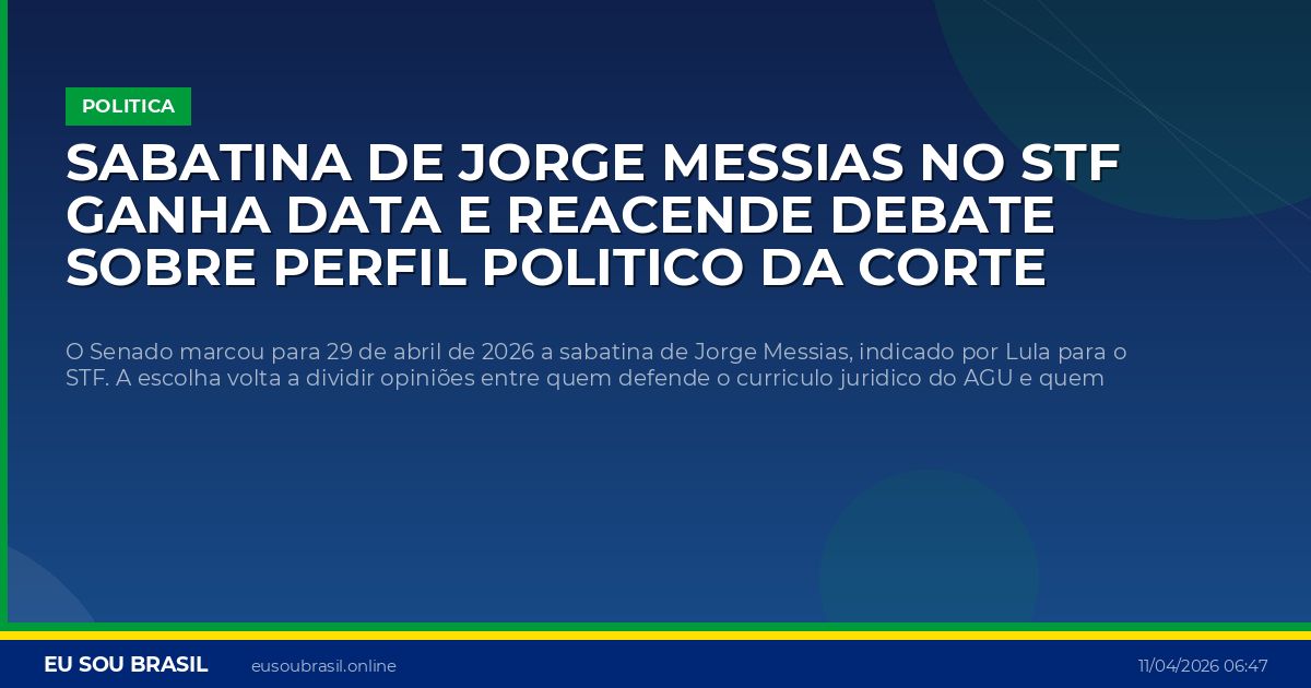 Sabatina de Jorge Messias no STF ganha data e reacende debate sobre perfil politico da Corte